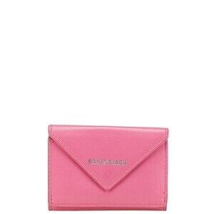Balenciaga Paper Tri fold Wallet Pink Leather